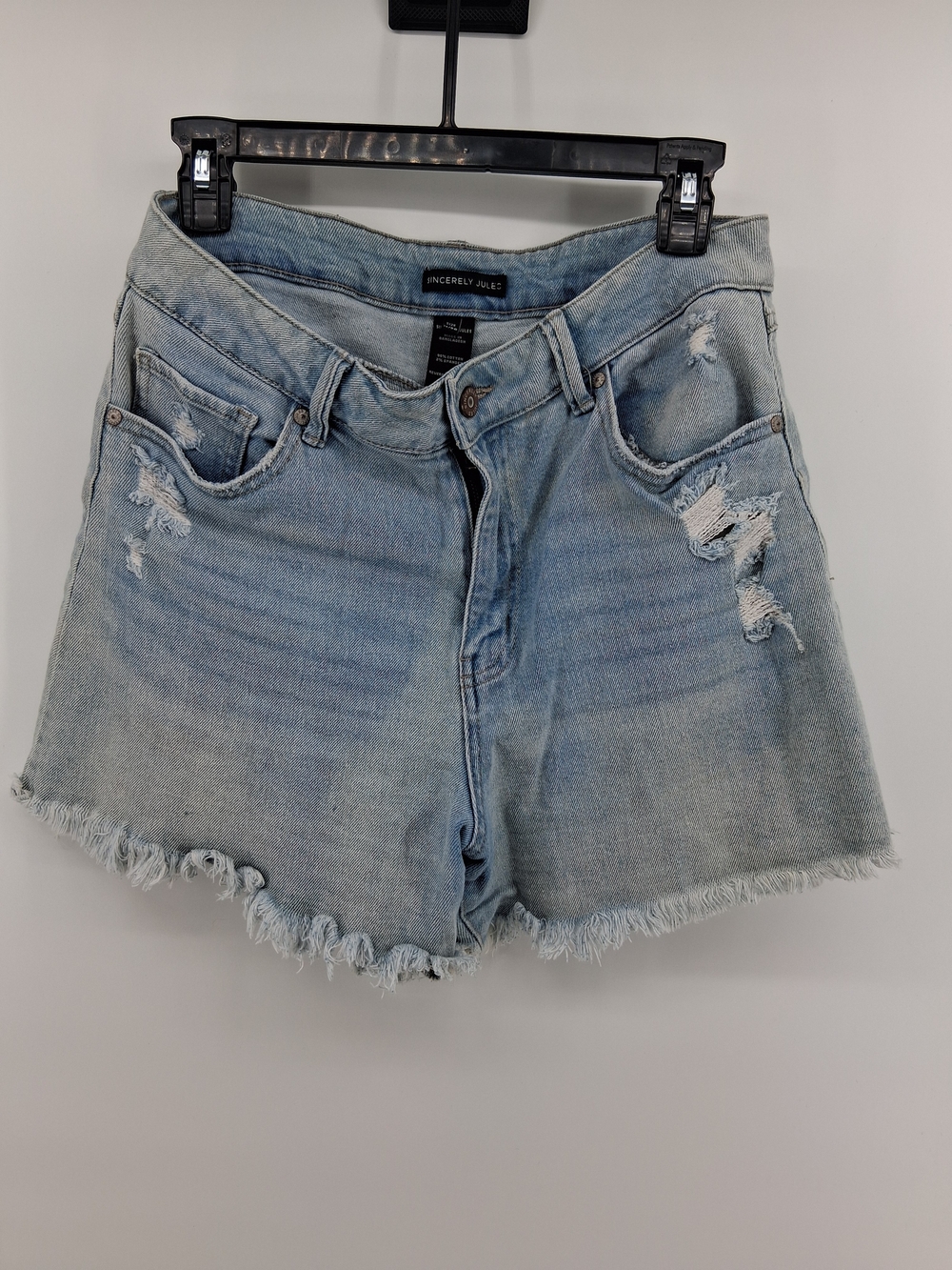 Sincerely Jules Light Wash Distressed High-Rise Denim Shorts